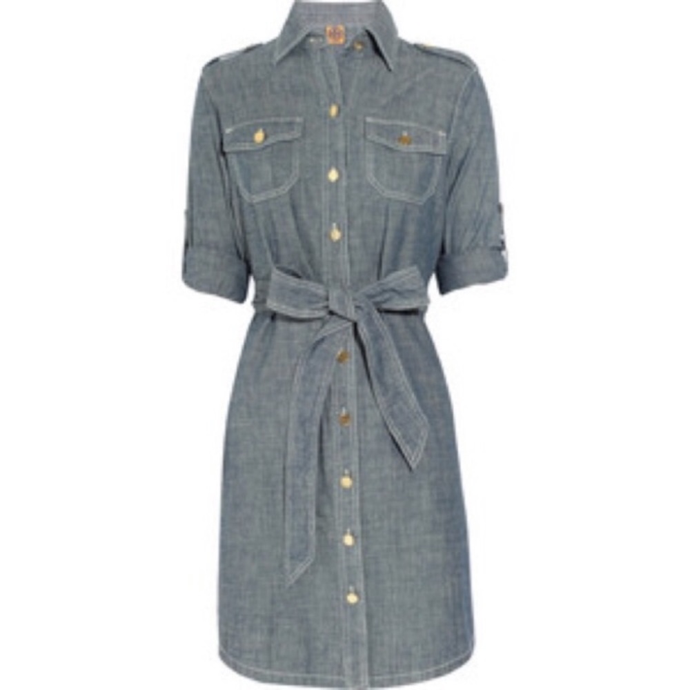 Tory Burch Brigitte cotton-chambray shirt dress. Gently worn a few times.